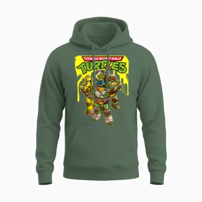 Tmnt Yellow Splatter Paint Unisex Hoodie - Military Green