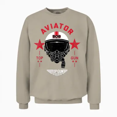 Top Gun Maverick Bob Aviator Helmet T-Shirt, Blue, S Unisex Sweatshirt - Sand