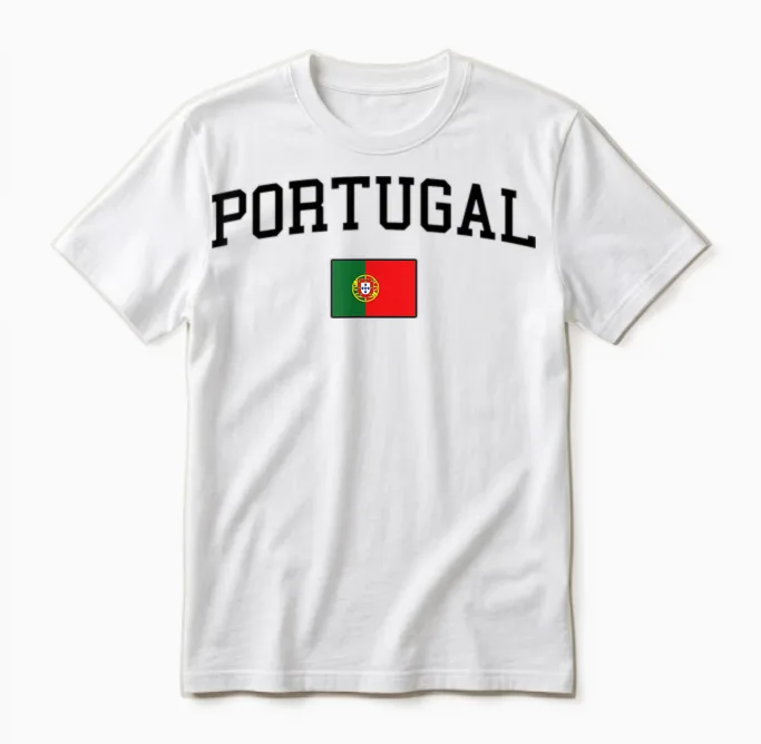 Portugiesische Flagge Herren Damen Kinder Portugal Unisex T-Shirt in White