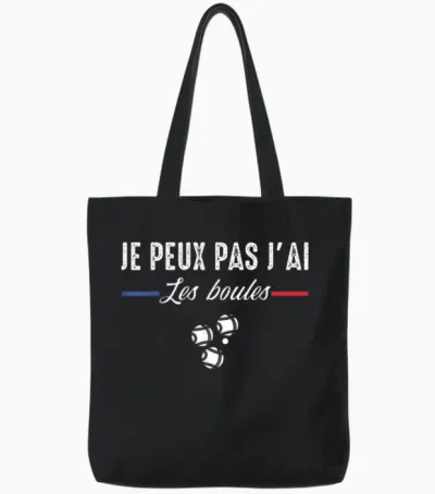 Je Peux Pas J'ai Les Boules Boccia Boule Pétanque Funny T-Shirt, Black, S Tote Bags - Black