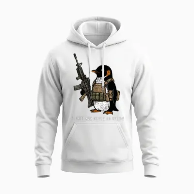 Flight Was Never an Option Tactical Penguin Funny Bird Meme Unisex Hoodie - White