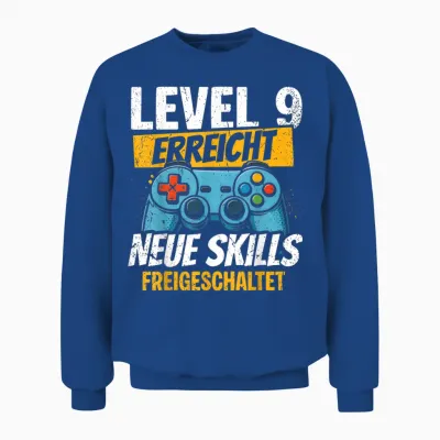 9. Geburtstag Jungen Video Gamer Level 9 Erreicht Unisex Sweatshirt - Royal