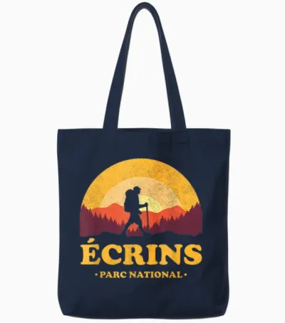 écrins Parc National France - Paradise Hiking T-Shirt, Black, S Tote Bags - Navy