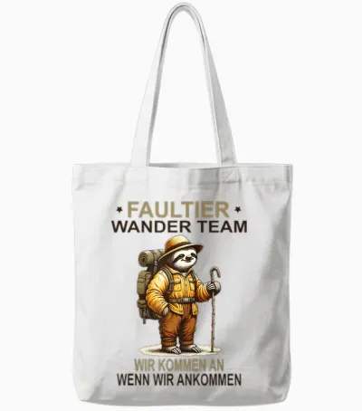 Lustiges Faultier Wander Team Wir Kommen an Wanderteam Tote Bags - White