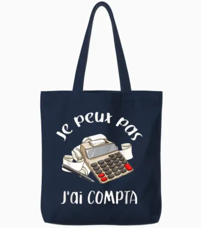 Gift for Accountant Je Peux Pas J'ai Compta T-Shirt, Black, S Tote Bags - Navy