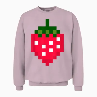 Pixel Strawberry 80s Video Game Halloween Costume Easy Group Unisex Sweatshirt - Light Pink