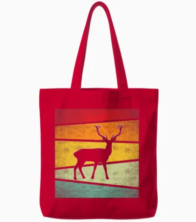 Deer Retro Tote Bags - Red