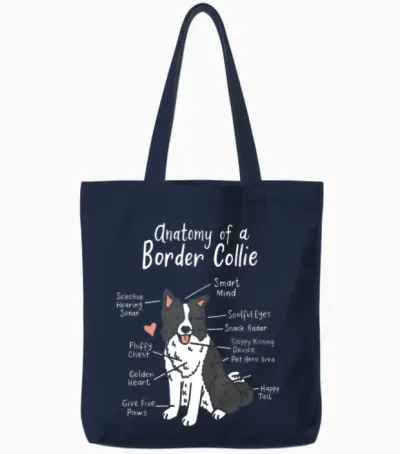 Border Collie Tote Bags - Navy