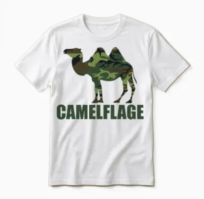 Camouflage Camel Funny Army Military Unisex T-Shirt - White