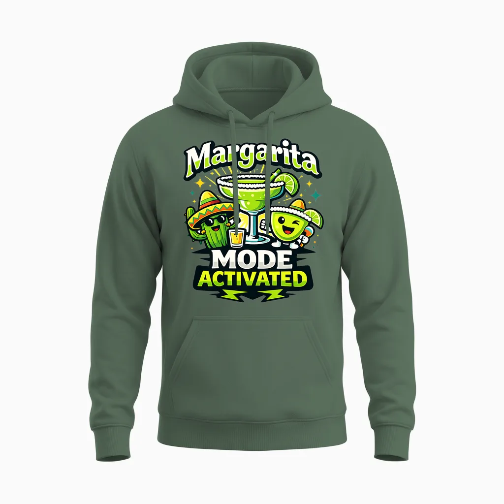 Margarita Mode Activated Cute Fiesta Party Tequila Dire T-Shirt Haut De Gamme Unisex Hoodie in Military Green