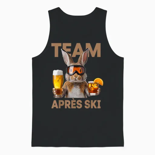 Team Après Ski Funny Rabbit Skiing Beer Cocktail Party Unisex Tank Top in Black