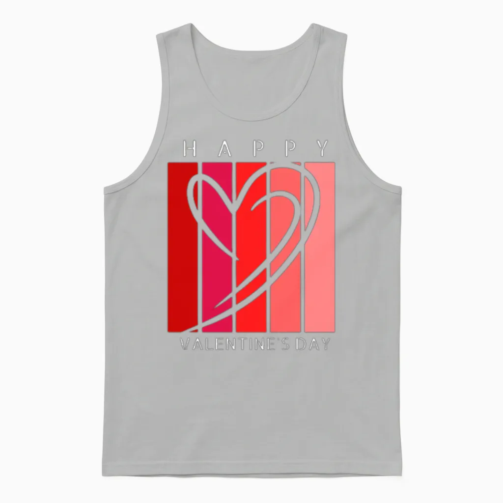 Happy Valentine's Day Retro Unisex Tank Top in Ash