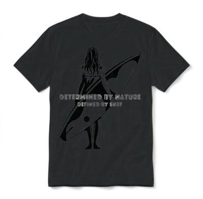 Retro Surfing Girl Unisex T-Shirt - Black
