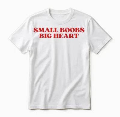 Small Boobs Big Heart Funny Sarcastic Y2k Aesthetic Unisex T-Shirt - White