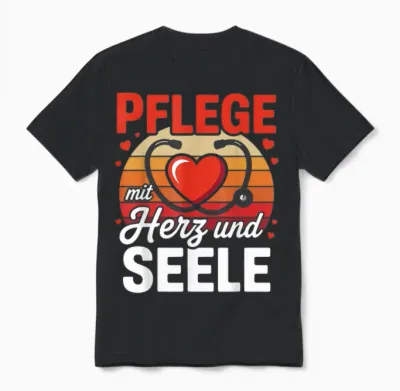 "pflege Mit Herz Und Seele" Altenpflege Unisex T-Shirt - Black