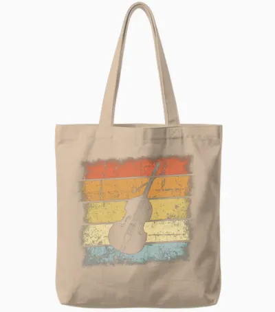 Double Bass Retro Tote Bags - Natural