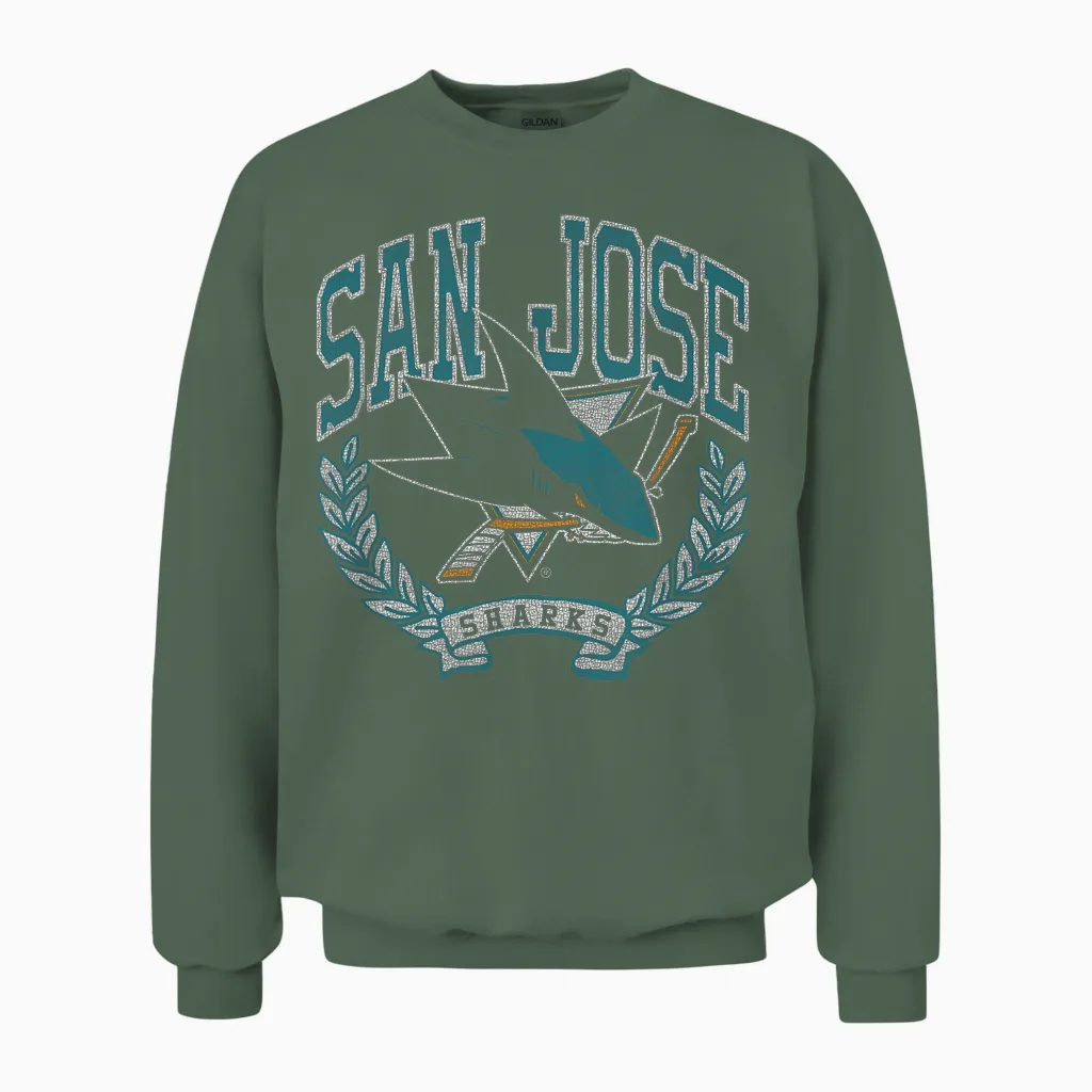 San Jose Sharks Vintage Victory Black Officially Licensed Unisex Sweatshirt in Military Green