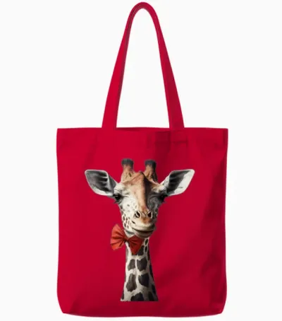 Funny Girafe Tote Bags - Red