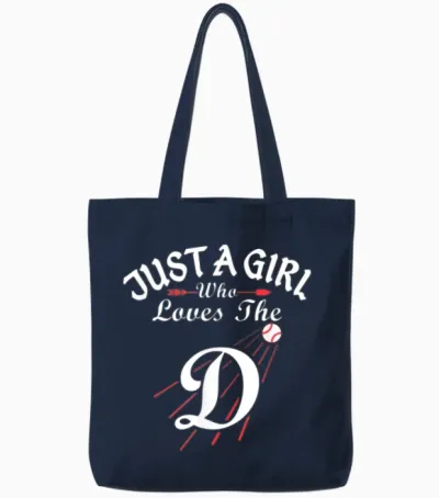 Baseball Funny She Loves the D Los Angeles Tote Bags - Navy