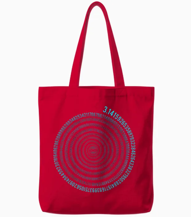 Irrational Number Pi Symbol Infinity Helix Spiral Math Tote Bags in Red