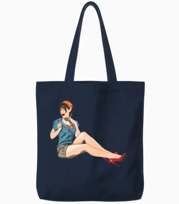 Pinup Wink Tote Bags in Navy