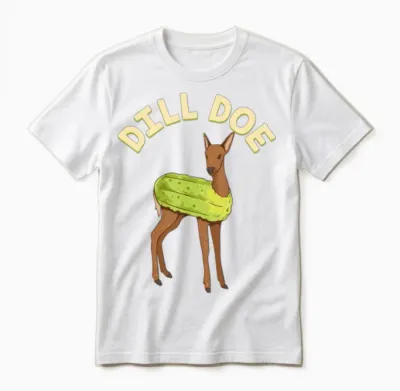 Dill Doe Shirt Animal Pun Pickle Dildo Funny Deer Unisex T-Shirt - White