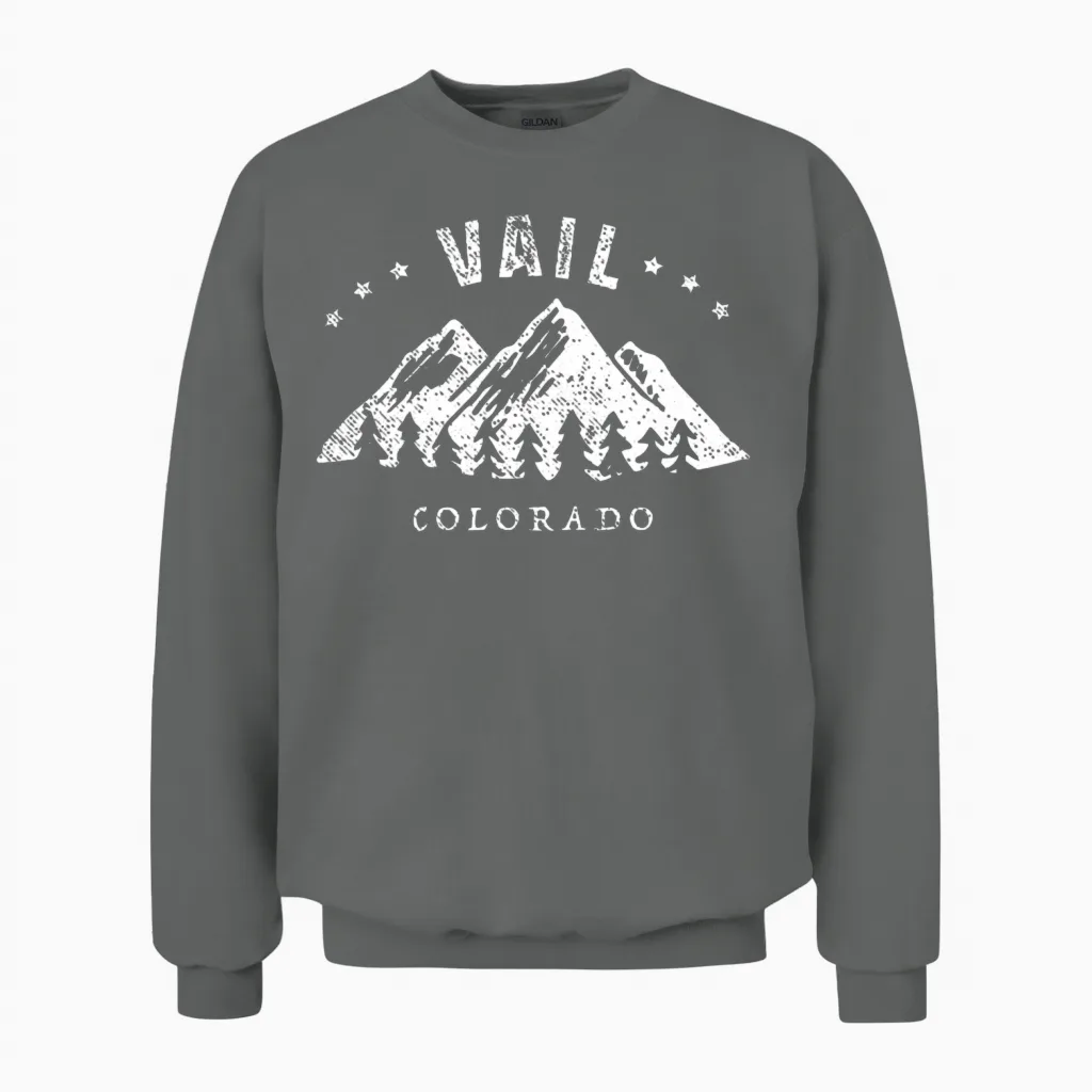 Vail Colorado Outdoor Hiking Adventure Unisex Sweatshirt in Graphite Heather