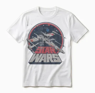 Star Wars X-Wing Starfighter Vintage T-Shirt, Black Unisex T-Shirt - White