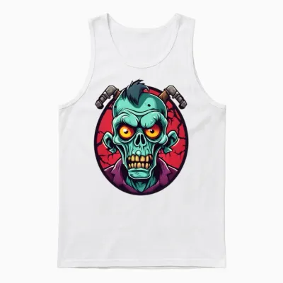 Funny Zombie Unisex Tank Top - White