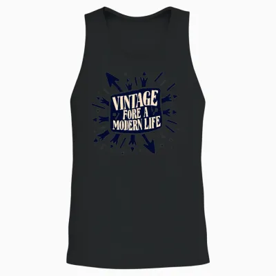 Vintage Vibe for a Modern Llife Unisex Tank Top - Black