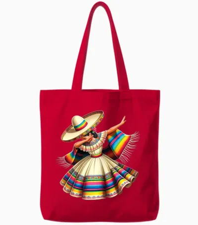 Dabbing Poncho for Mexican Girls Cinco De Mayo Sombrero Dab Women Tote Bags - Red