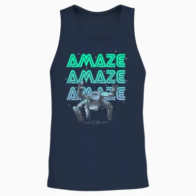Project Hail Mary Amazing Rocky the Alien Neon Portrait Unisex Tank Top - Navy