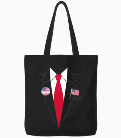 Donald Trump Suit and Tie Halloween Costume Long Sleeve Shirt, Black Tote Bags - Black