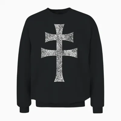 Cross of Lorraine Anjouu Patriarchal Cross Unisex Sweatshirt - Black