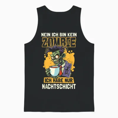Funny Night Service Night Shift Worker Zombie T-Shirt, Black Unisex Tank Top - Black