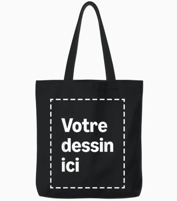 T-Shirt Customise with Your Image Face Front Tote Bags in Black