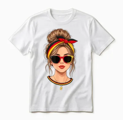 Messy Bun Deutsche Mädchen Deutschland Flagge Sonnenbrille Sommer Unisex T-Shirt - White