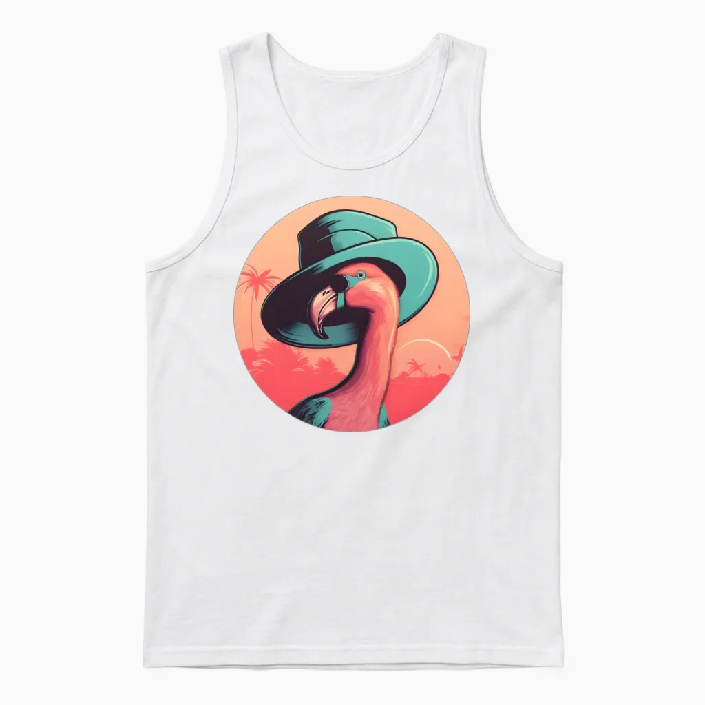 Flamingo Lovers Retro Style Unisex Tank Top - White
