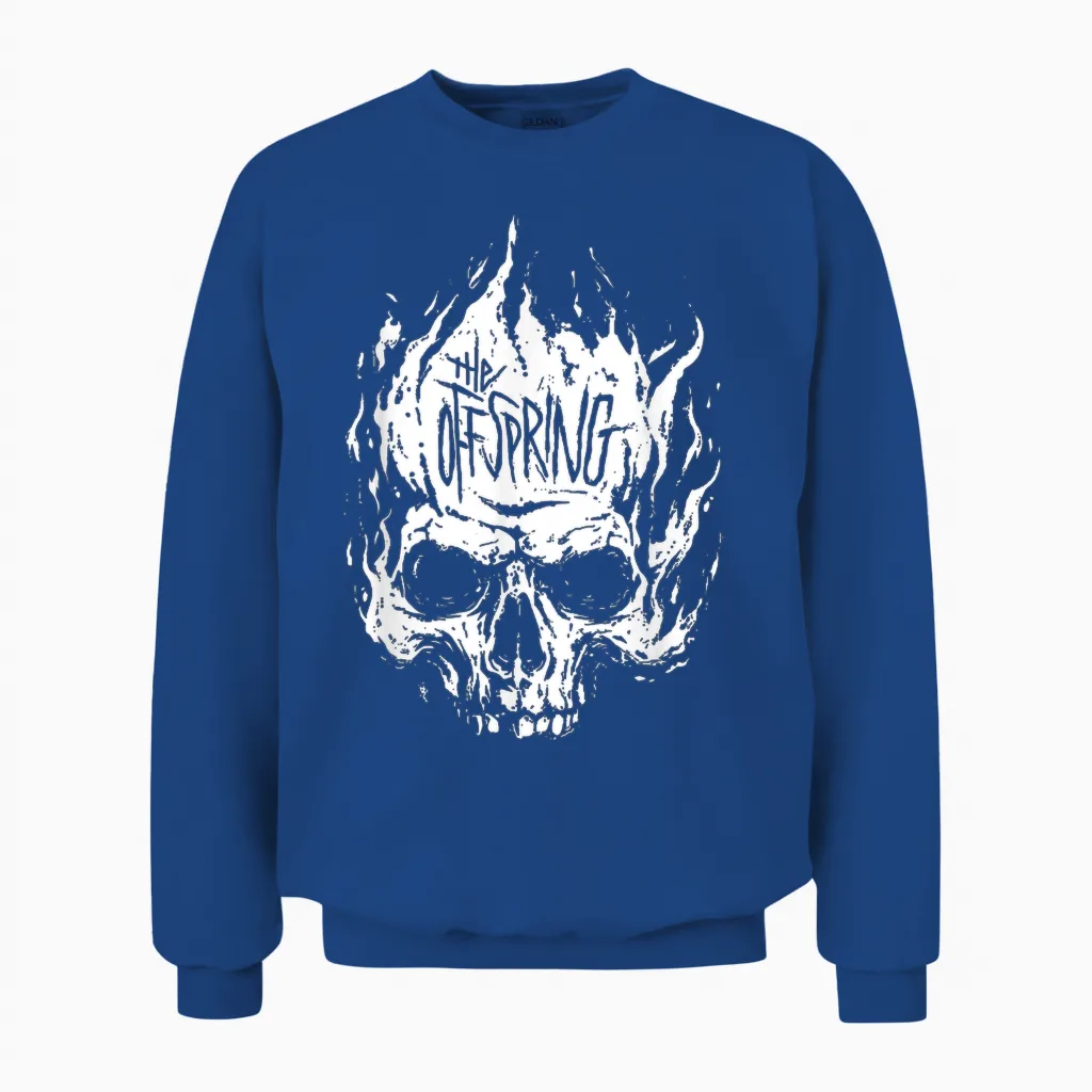 The Offspring Official White Skull Logo T-Shirt, Black Unisex Sweatshirt in Royal