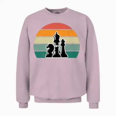 Chess Pieces Retro Unisex Sweatshirt - Light Pink