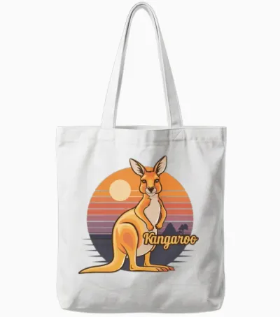 Funny Kangaroo Retro Vintage Tote Bags - White