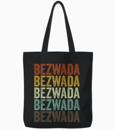 Bezwada India Retro Vintage Tote Bags - Black