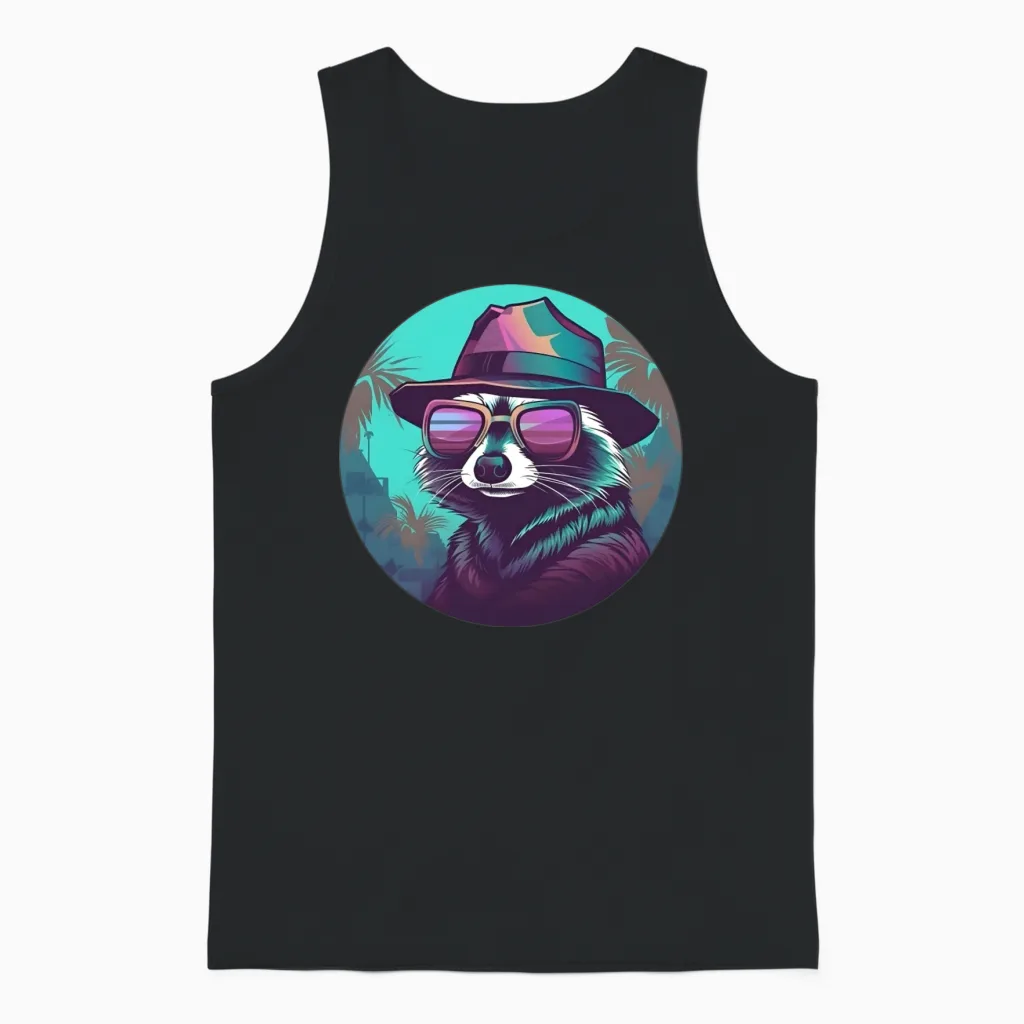 Retro Raccoon Lovers Vintage Unisex Tank Top - Black