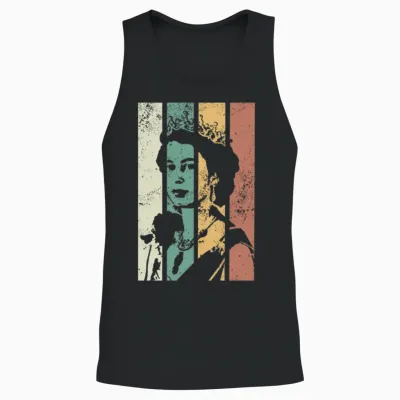 Queen Elizabeth Retro Colors Unisex Tank Top - Black
