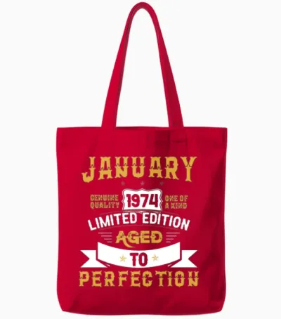 January 1974 Limited Edition Aged to Perfection Tote Bags - Red