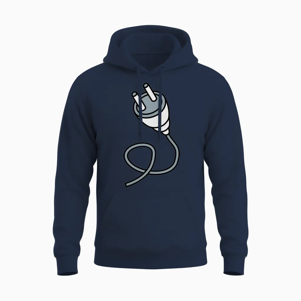 Connect Connection Cable Plug Outlet Power Electri Unisex Hoodie in Navy