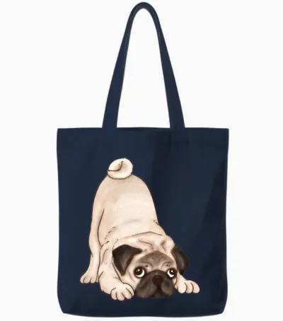 Dog with Face Tote Bags - Navy