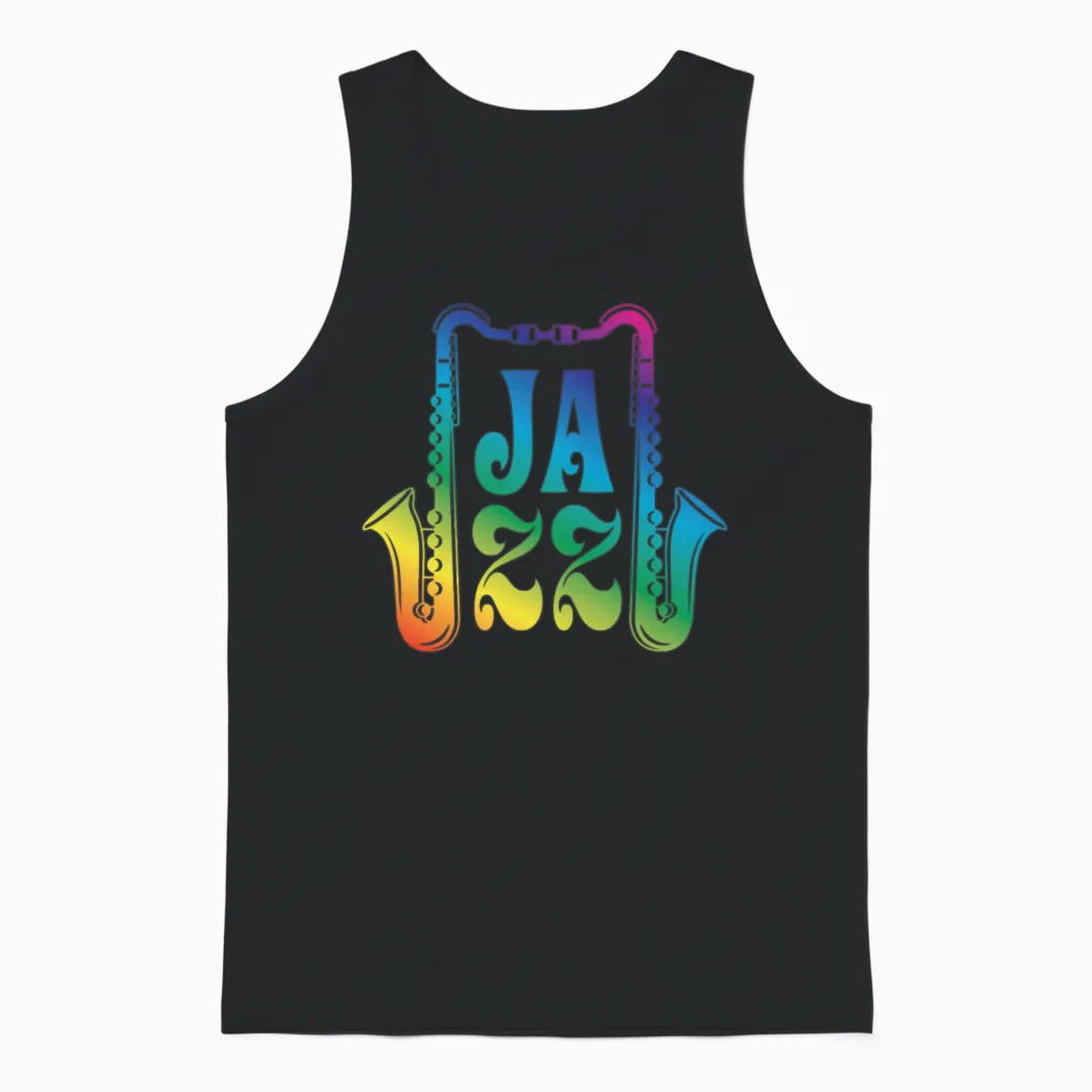 Jazz Saxophone Retro Unisex Tank Top in Black