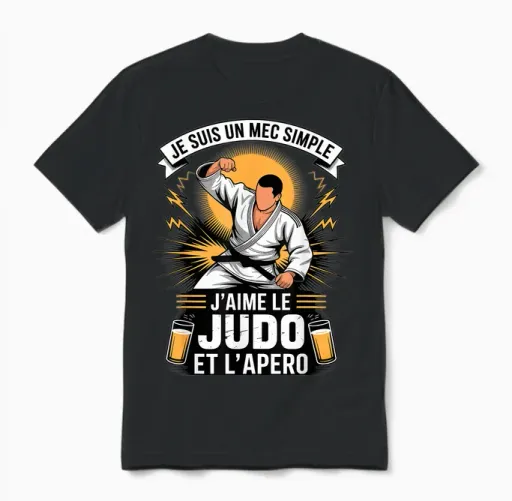Je Suis Un Mec Simple Jaime Le Judo Et Lapero Unisex T-Shirt in Black