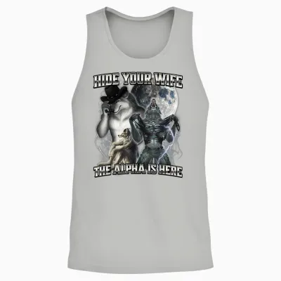 Hide Your Wife the Alpha Is Here Unisex Tank Top - Ash